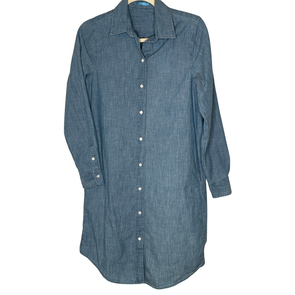 McLaughlin Womens Chambray‎ Shirt Dress Long Sleeve Button Down Pockets XS